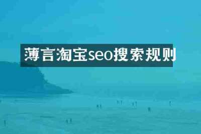 薄言淘宝seo搜索规则