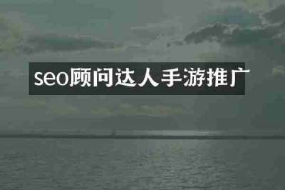 seo顾问达人手游推广