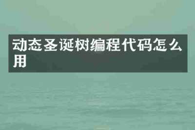 动态圣诞树编程代码怎么用