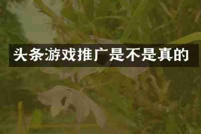 头条游戏推广是不是真的