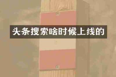 头条搜索啥时候上线的