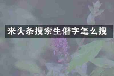 来头条搜索生僻字怎么搜