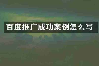 百度推广成功案例怎么写
