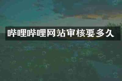 哔哩哔哩网站审核要多久