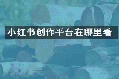 小红书创作平台在哪里看