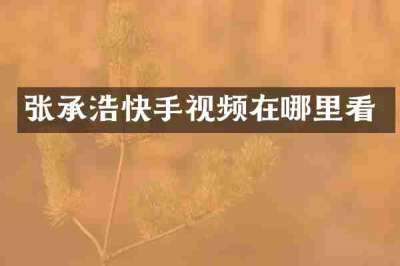 张承浩快手视频在哪里看