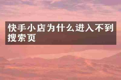 快手小店为什么进入不到搜索页