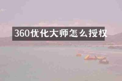 360优化大师怎么授权