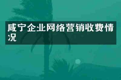 咸宁企业网络营销收费情况