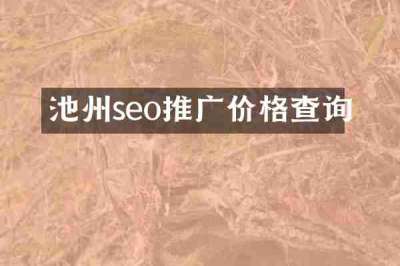池州seo推广价格查询