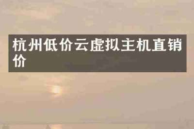 杭州低价云虚拟主机直销价