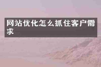 网站优化怎么抓住客户需求