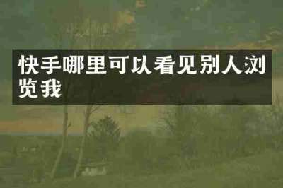 快手哪里可以看见别人浏览我