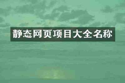 静态网页项目大全名称