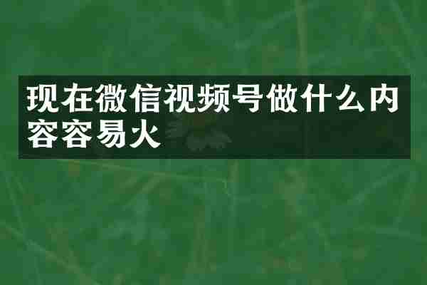 现在微信视频号做什么内容容易火