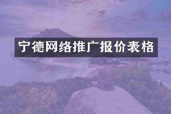 宁德网络推广报价表格
