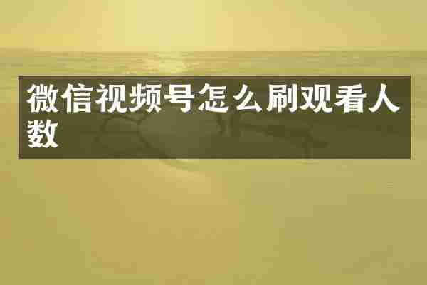 微信视频号怎么刷观看人数