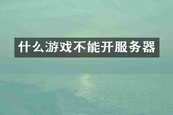 什么游戏不能开服务器