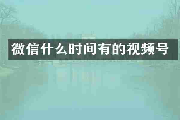 微信什么时间有的视频号