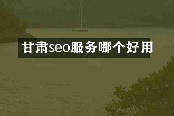甘肃seo服务哪个好用
