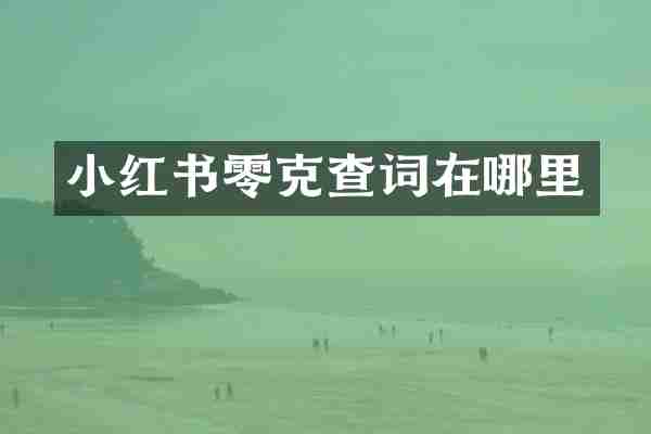 小红书零克查词在哪里