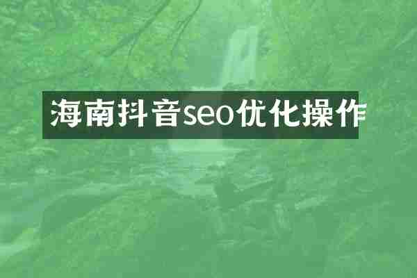 海南抖音seo优化操作