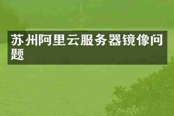 苏州阿里云服务器镜像问题