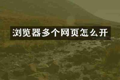 浏览器多个网页怎么开