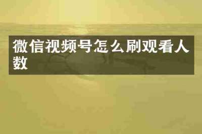 微信视频号怎么刷观看人数