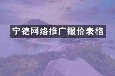 宁德网络推广报价表格