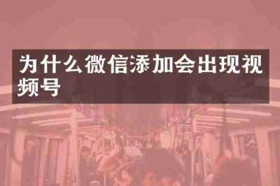 为什么微信添加会出现视频号