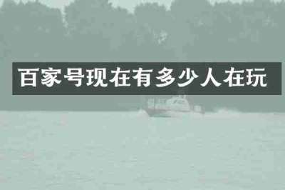 百家号现在有多少人在玩