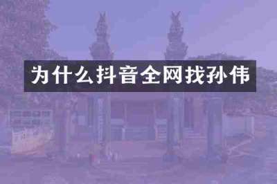 为什么抖音全网找孙伟