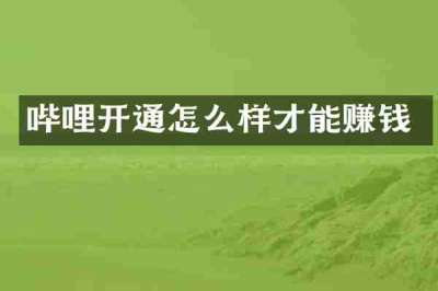 哔哩开通怎么样才能赚钱