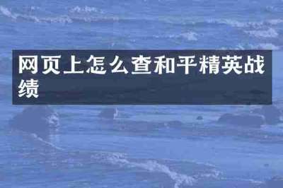 网页上怎么查和平精英战绩