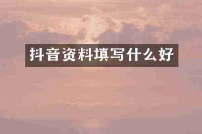 抖音资料填写什么好