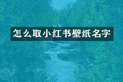 怎么取小红书壁纸名字