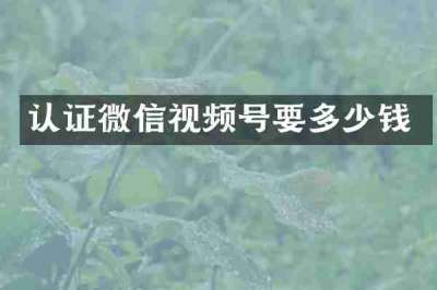 认证微信视频号要多少钱