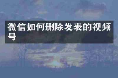 微信如何删除发表的视频号