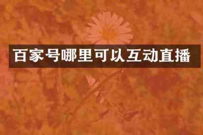 百家号哪里可以互动直播