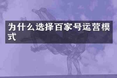 为什么选择百家号运营模式