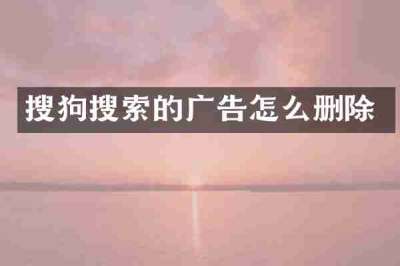 搜狗搜索的广告怎么删除