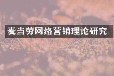 麦当劳网络营销理论研究