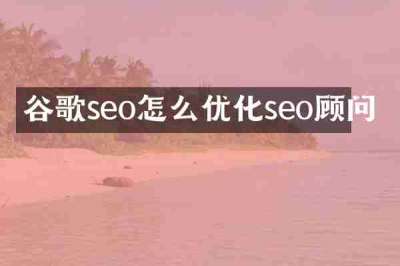 谷歌seo怎么优化seo顾问
