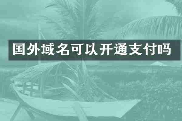 国外域名可以开通支付吗
