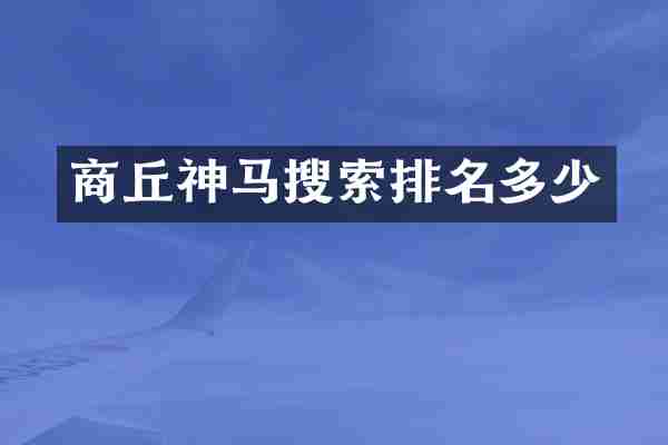 商丘神马搜索排名多少
