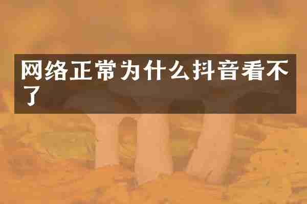 网络正常为什么抖音看不了