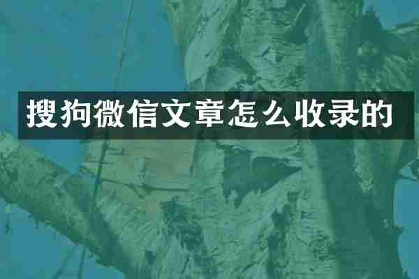 搜狗微信文章怎么收录的