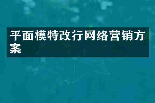 平面模特改行网络营销方案