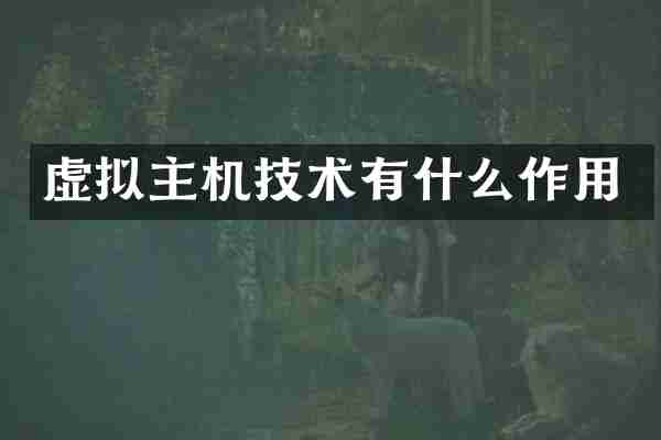 虚拟主机技术有什么作用